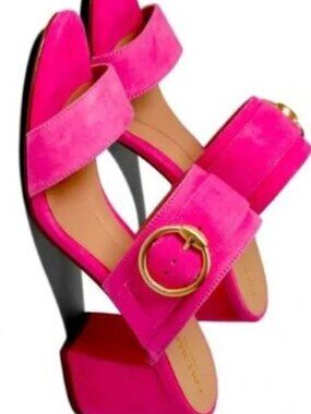 Cole Haan Fuschia Pink Suede Alina City Mule 65 Block Heel Slide Sandal Size 6
